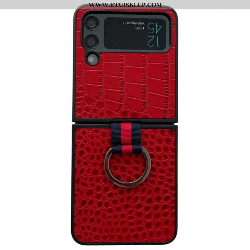 Etui do Samsung Galaxy Z Flip 4 Etui Folio Styl Krokodyla I Pierścienia